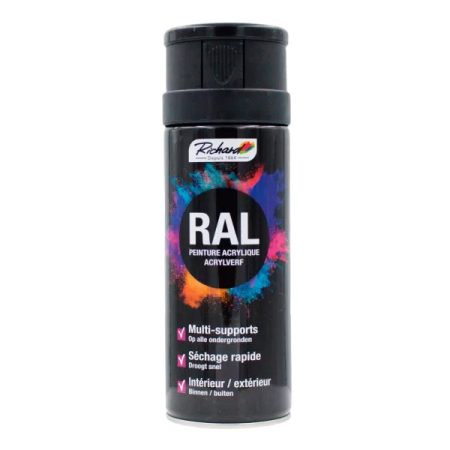 RICHARD Oldószeres AKRIL FESTÉK SPRAY RAL9005 Fényes Mélyfekete