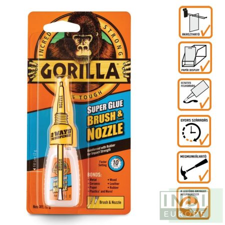 Gorilla Super Glue Brush & Nozzle Ecsetes Pillanatragasztó 12g